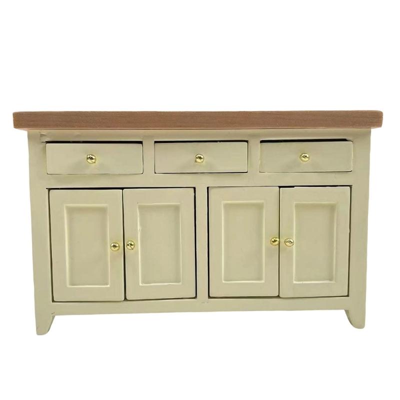 Unfinished Wooden Dollhouses Cabinet Miniature Furniture Model For DIY Crafting And Display