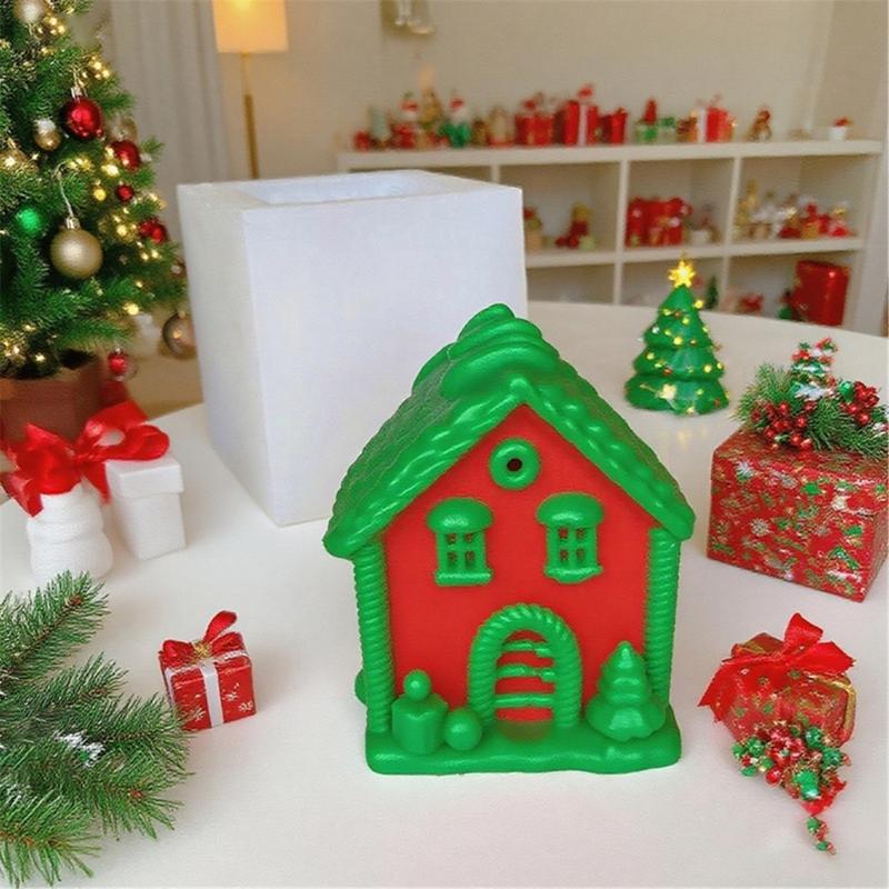 Christmas House Silicone Mould for Candle Making Holiday Craft Soap Chocolate Art Festival Home Decoration