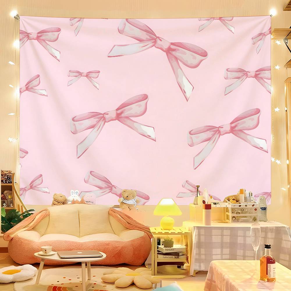 1pc Pink Bow Tie Colorful Hippie Psychedelic Bedroom Dorm Decor Aesthetic 74x94cm(29x37in)