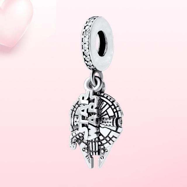 100% 925 Sterling Silver Přívěsek Millenium Falcon Falcon Přívěsek Fit Originální módní šperky Dámský náramek DIY dárek