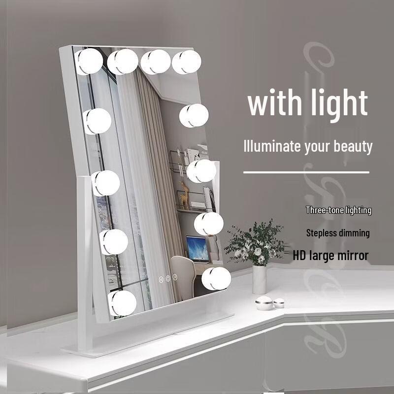 Oenyled Lighted Desktop Makeup Mirror