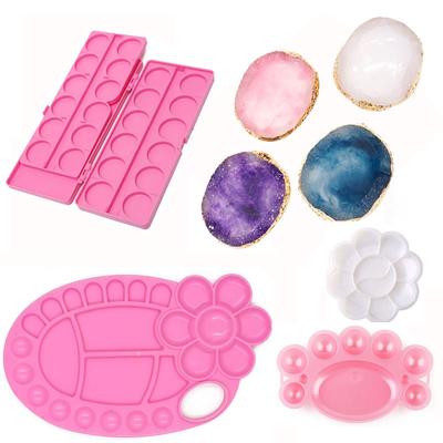 1 Stück Nagelfarbpalette aus Kunstharz mit Achatstein, zum Mischen von Gelpolituren, zum Zeichnen, Malen, Platte, Nailart-Display, zeigt Regal, Maniküre-Werkzeuge