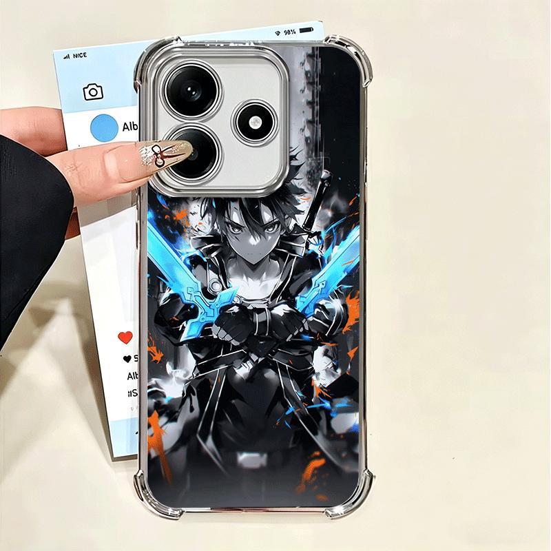 Sword Art Online Kirito Plating Phone Case For Xiaomi Poco X5 X6 X7 X8 Pro Max F8 Ultra F7 M8 M7 M5S Redmi 15C 15 14C 13C 13 X3
