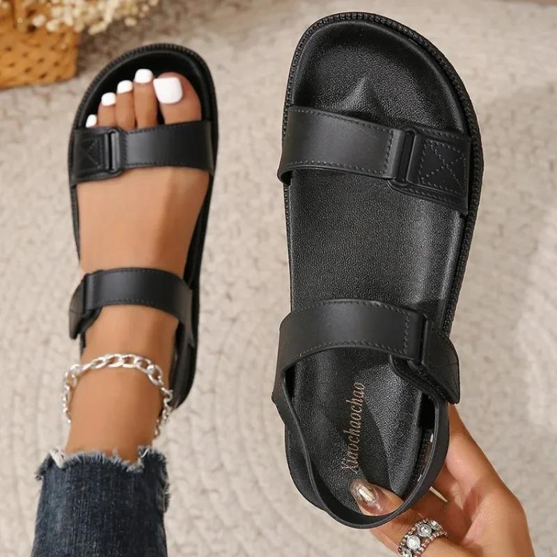 Summer New Casual Fashion Women's Sandals Comfort Platform Sole Flat Bottom Open Toe Female Black Sandales Femmes Women Shoes