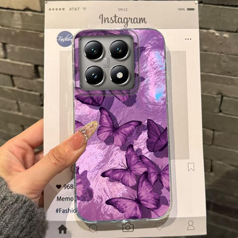 Luxury Butterfly Shadow Phone Case For Xiaomi 14T 13T Pro 14Tpro 11 Lite 5G NE Silicone Shockproof Girls Women Fundas Cover