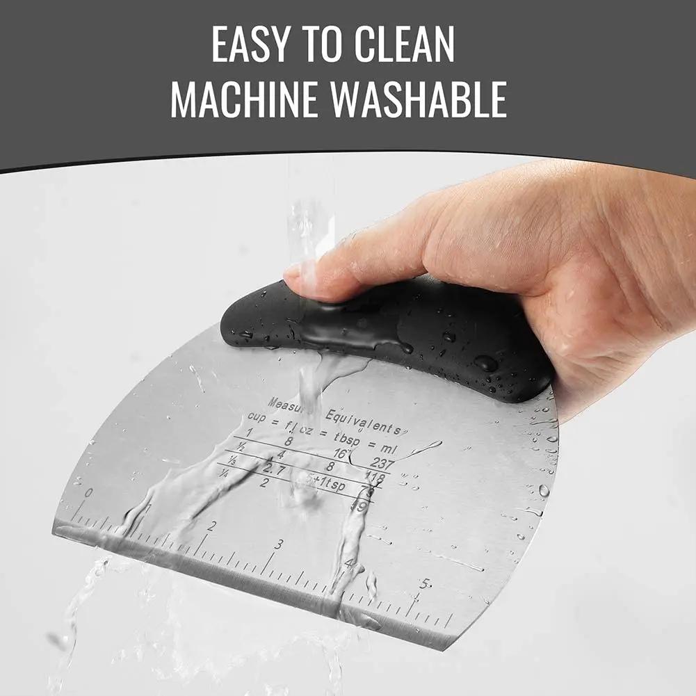 Stainless Steel Dough Cutter with Scale Pastry Scraper Chopper Pizza Divider Semicircular Bread Separator Flour Pastry Cake Tool