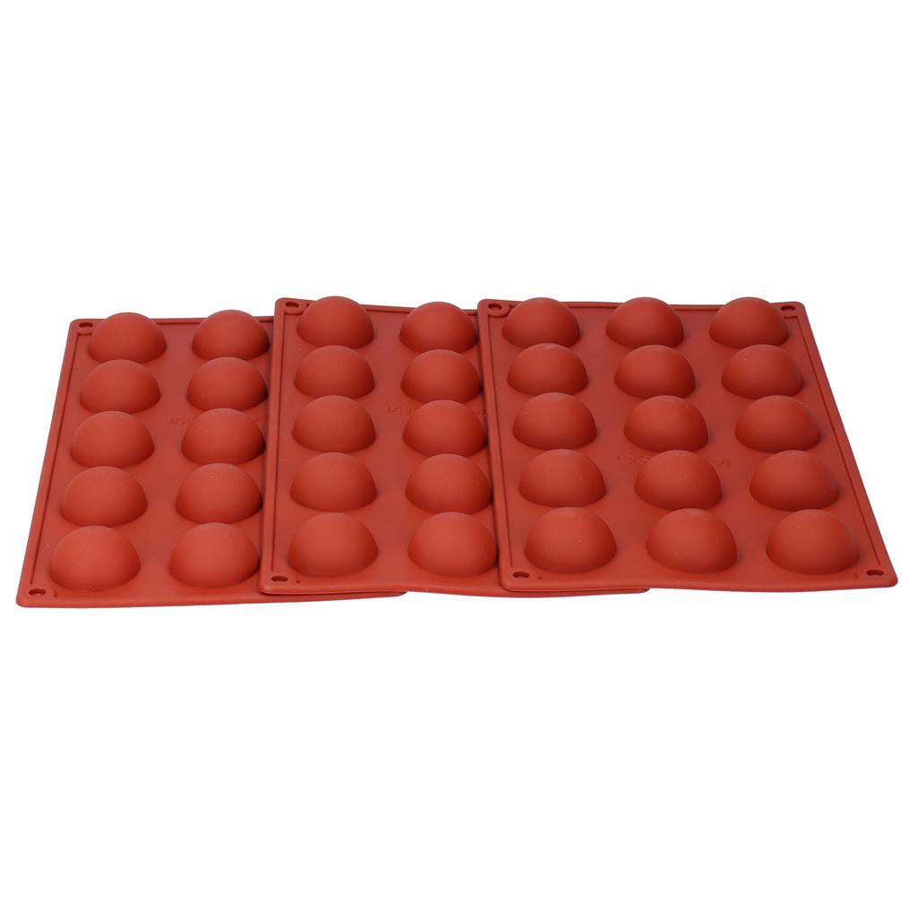 3 Stück Kuchenform 15 Löcher Halbkugelförmige Silikon Schokoladenform Lebensmittelqualität Dessert Backform