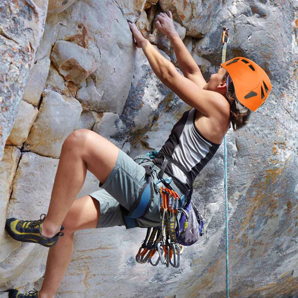 Outdoor Sport Sicherheits-Kopfschutzhelm für Bergsteigen Klettern Rollschuhlaufen(Orange)