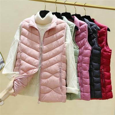 Winter Collection, Women's Down Cotton Vest, Short, Casual, Slimming, Stand Up Collar, Thick, Sleeveless Jacket, Cotton Camisole for Outerwear