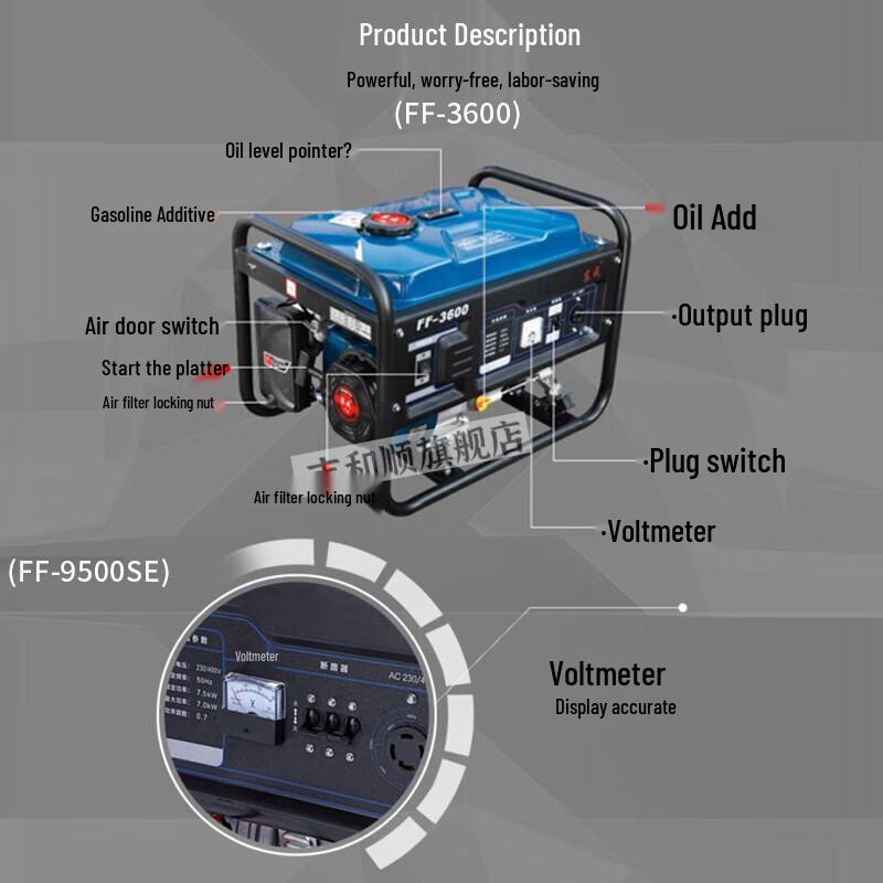Dongcheng FF-3600B Tragbarer Benzingenerator CN-Stecker (Adapter enthalten)