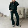 Women's Fashion Two-piece Solid Color Long-sleeved And Zipped Sweatshirt Trousers Casual Set