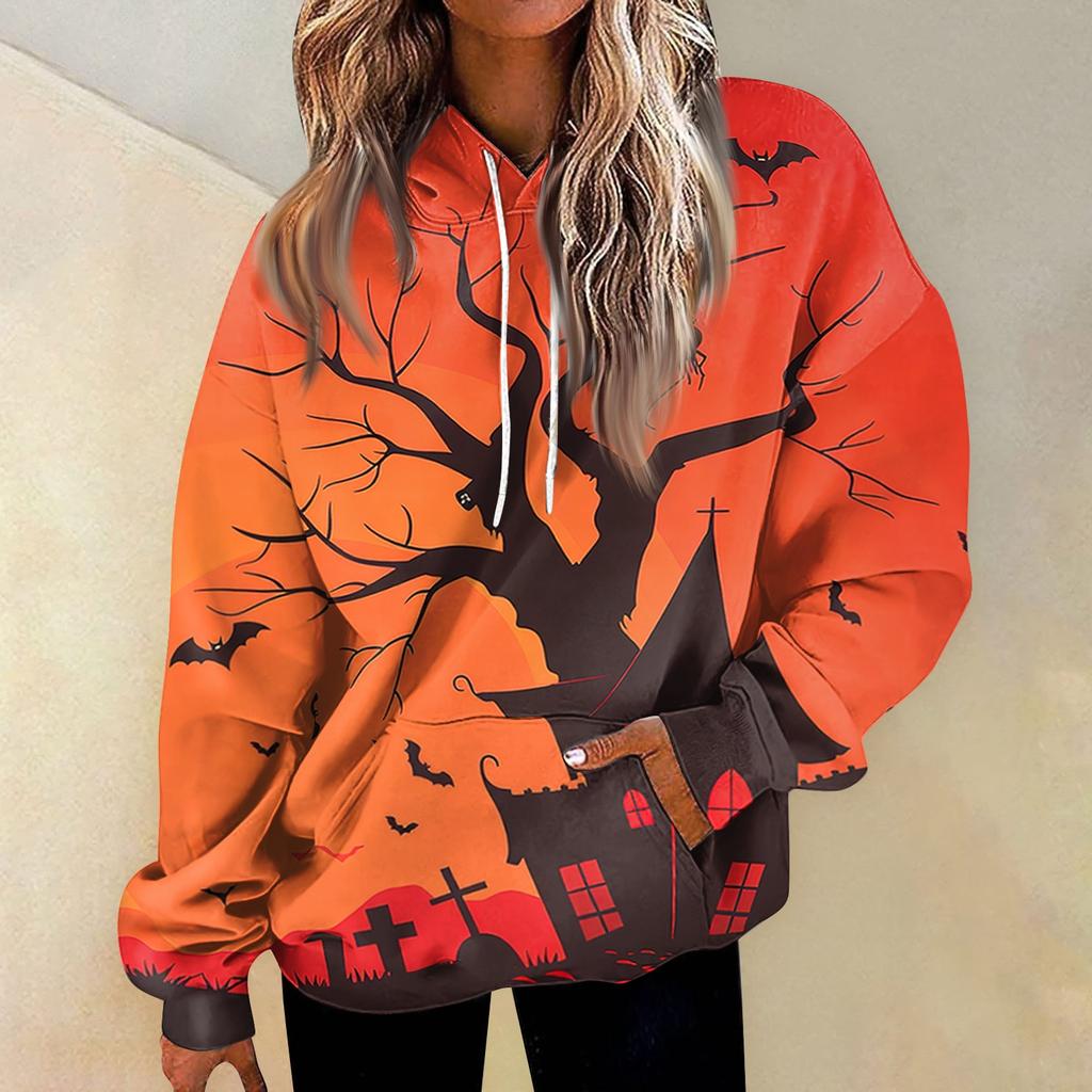 Women's Casual Fashion Print Long Sleeve Pullover Hoodies Sweatshirts