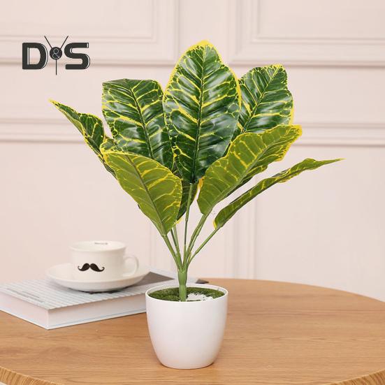 1 Branch Exquisite Workmanship Artificial Green Plant No Water Need Useful 9 Heads Fake Perilla Leaf Artificial Plant Decoration