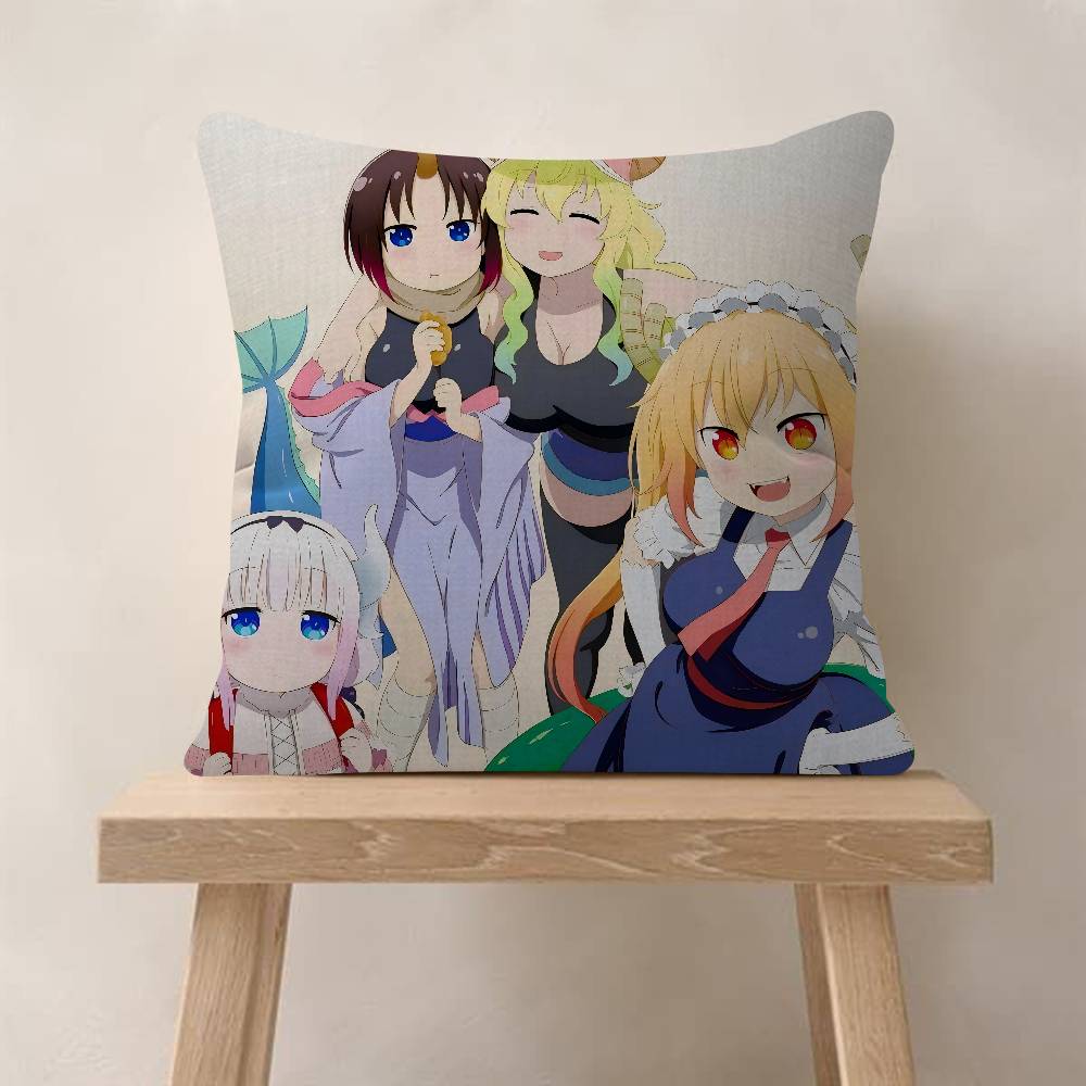 Anime Miss Kobayashis Dragon Maid Pillow Cushion Cover Pillowcase Living Room Sofa Home Decor Customized