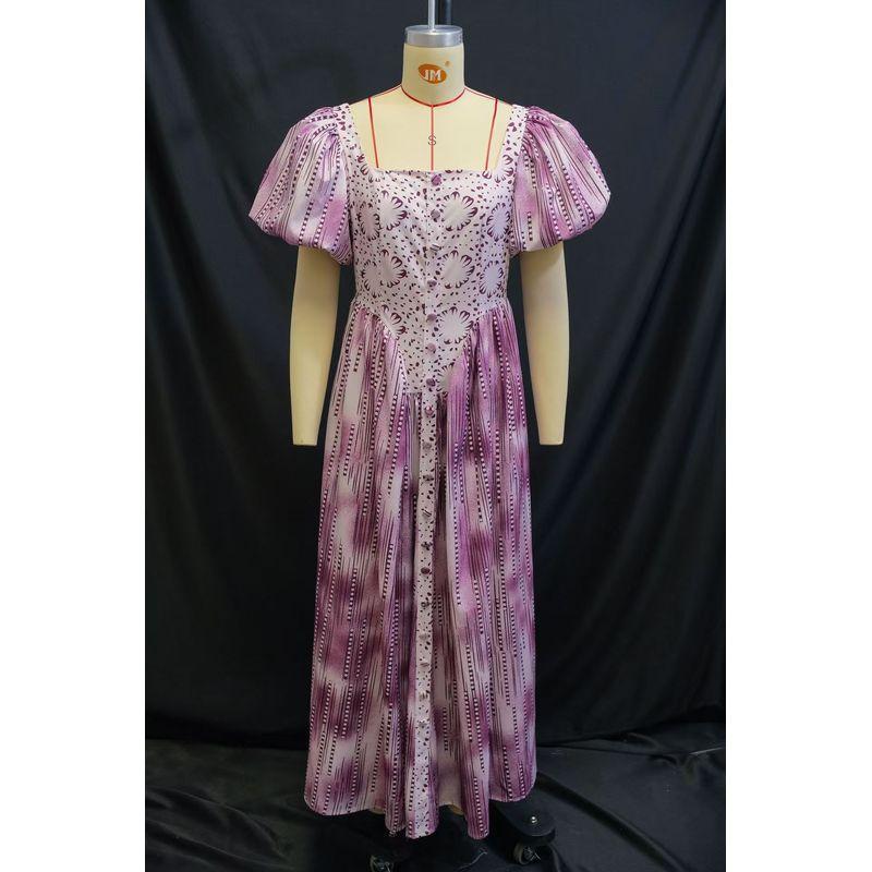 

Fashion New Arrival Fashion Printed Square Collar Puff Sleeve Dress Printed Bubble Sleeve Dress Printed S