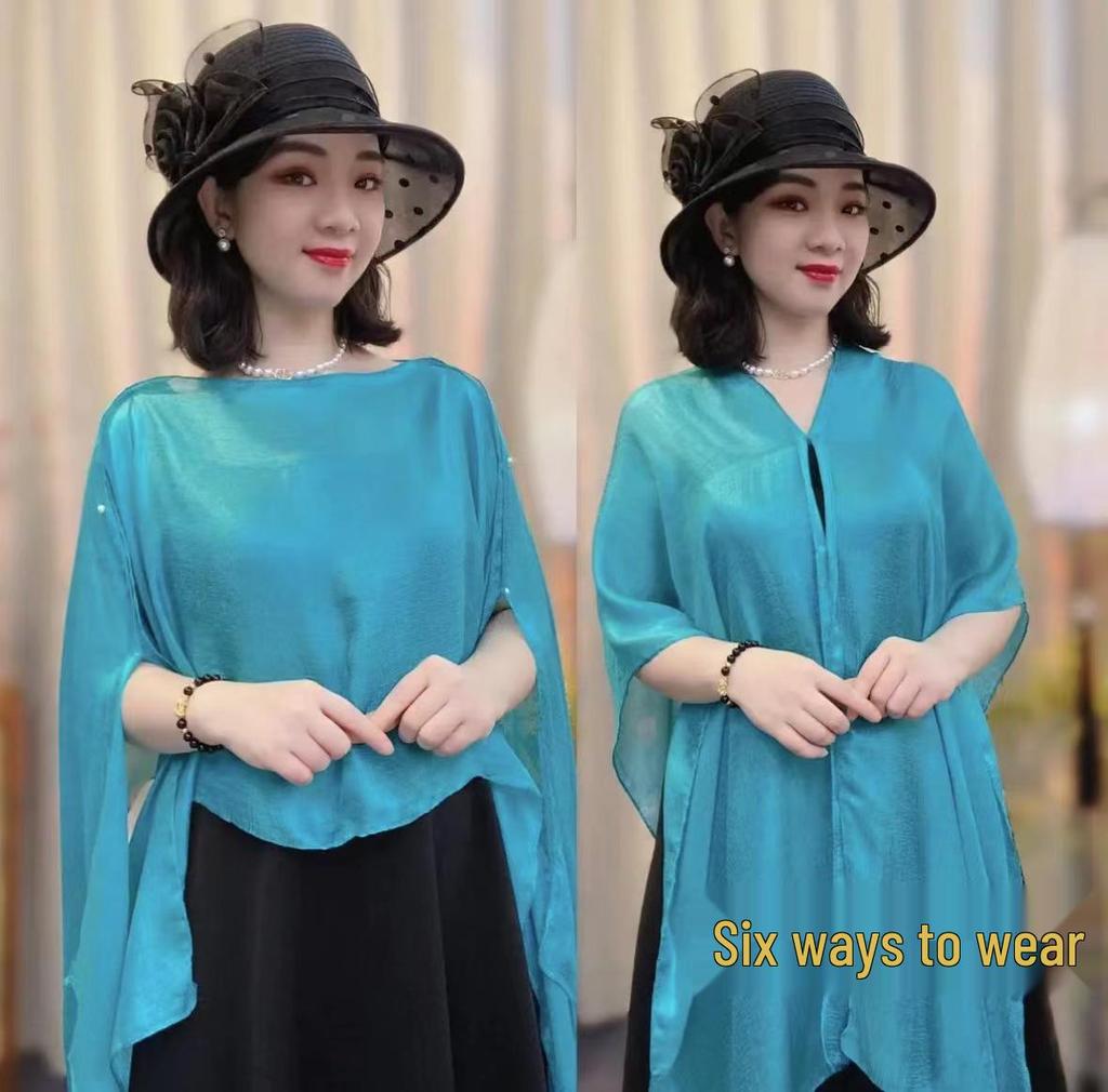Summer Fashion Solid Color Sun Protection Silk Scarf Shawl for Women