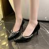 Fashion Black Pointed High Heels for Women Water Diamond Versatile Fine Heels Work Shoes Women Designer Banquet Dress Shoes Pumps