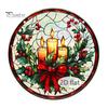 Holiday Hanging Art for Windows Christmas Acrylic Window Decor, 2D Holographic Stained Glass Double Sided Festive Ornament with Metal Chain,