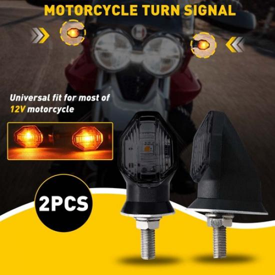 2X LED Motorcycle Turn Signals Indicator Amber Blinker Light Universal Mini Lamp