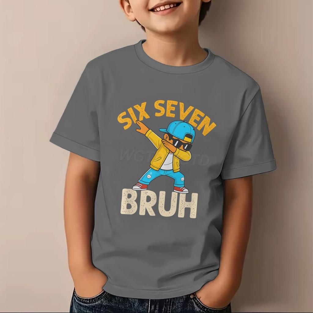 Boys Girls Six Seven Bruh Tshirt Number 6 7 Print Casual Daily Wear Tee Toddler 67 Cartoon Soft Cotton Tee Baby Boy Clothes
