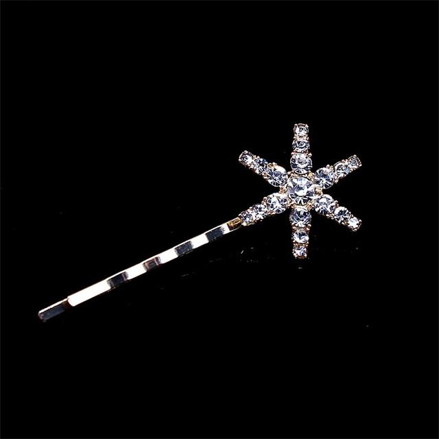 New Geometric Stars Moon Rhinestone Hair Clip Set Snowflake Star Bride Hairpins Women Side Clip Hair Barrettes Hair Accessories