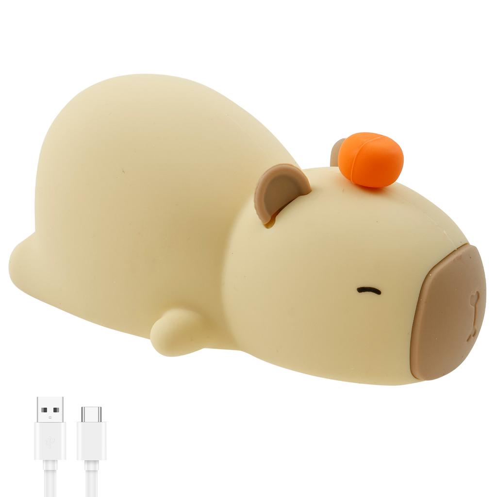 Niedliches Cartoon-Capybara-Nachtlicht aus Silikon, USB-wiederaufladbar, dimmbar, Schlaflampe, Kinderzimmer-Nachtlicht, Touch-Lampe, Nachttischlampe