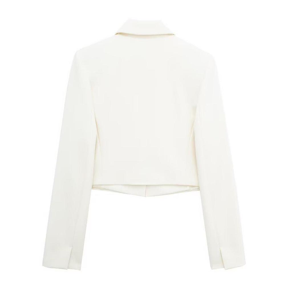 2024 Damen Frühling Weißer Freizeitanzug: Kurzjacke + Rock-Hosen-Set mit Gürtel