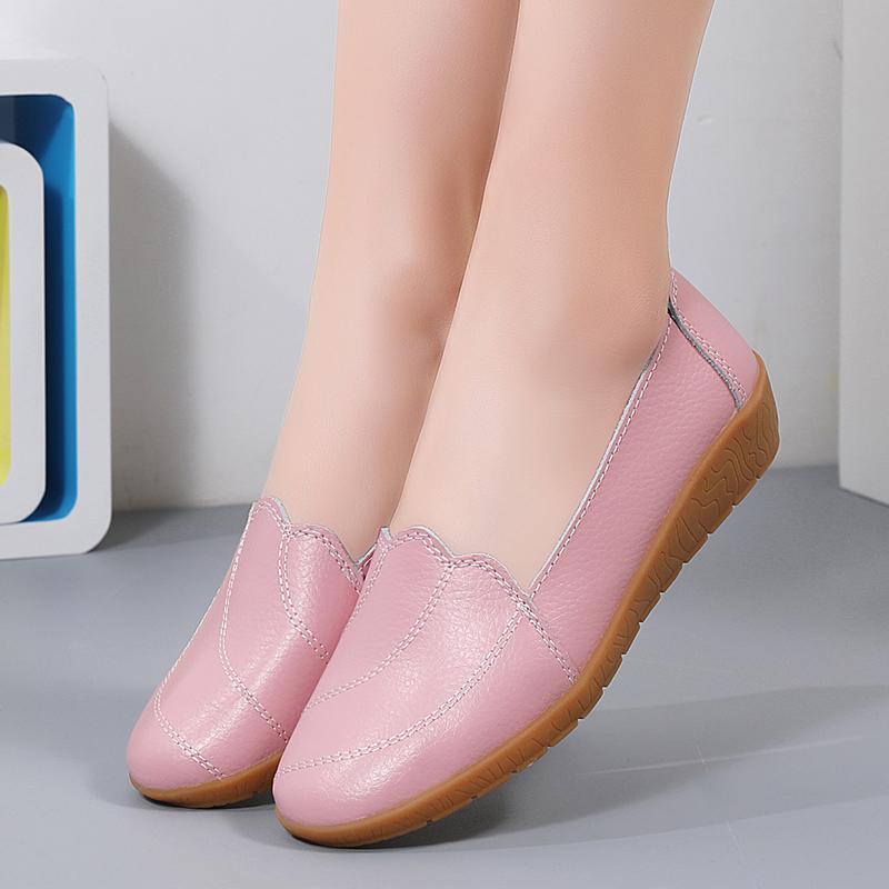 Fashion 2025 New Mother Shoes Women's Leather Single Shoe Wedges Casual Shoes Spliced Soft Sole Non-slip Fashion Slip-on Loafers