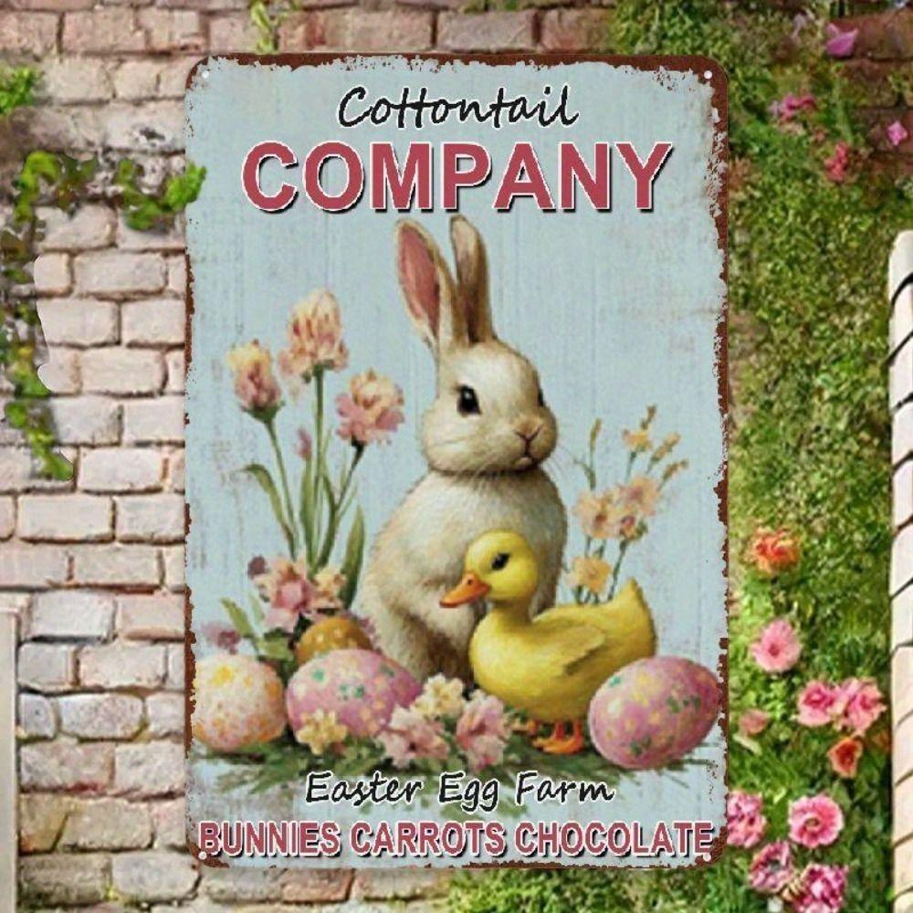 Easter Rabbit Metal Tin Sign Wall Art Decor 20x30cm