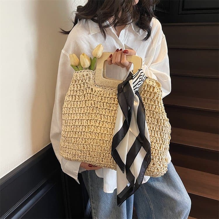Straw Bags For Women Summer Casual Woven Crossbody Shoulder Travel Handbag Beach Bag Female Rattan Handbags Bag Women