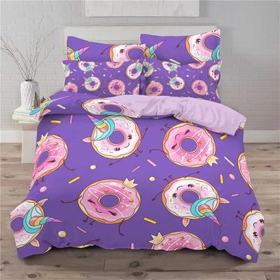 Soft Cute Donuts Duvet Cover Set Dessert Theme Bedding Set For Girls Boys Gifts Microfiber Funny Cartoon Tasty Foods Quilt Cover