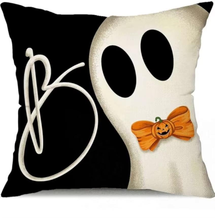 Halloween Niedliches Geist Cartoon Muster Kissenbezüge Dekorative Zuhause Doppelseitiger Druck Quadratisches Kissen Dekoration Kissenbezug