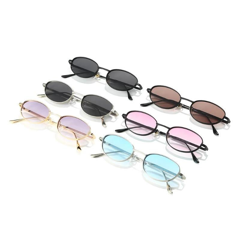 European and American Personalized Small Frame Oval Exquisite Metal Glasses for Men and Women Fashionable Anti-Uv Sunglasses