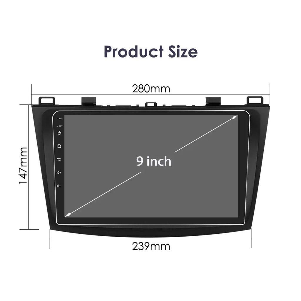 OSSURET Écran 9" Android 14 UIS7862 Carplay pour Mazda 3 2010 - 2013 Autoradio Multimédia Automobile GPS Navigation Intelligente BT RDS DSP Octa Core