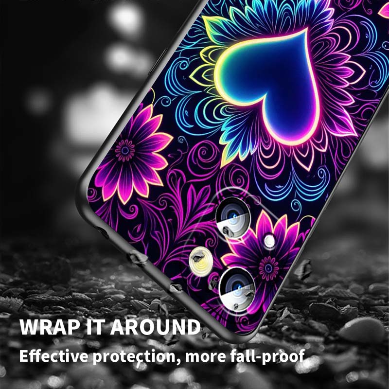 Luxurious Love Design Art Phone Case For Apple iPhone 17 16 16E 15 14 13 12 11 Pro Max Plus Black Soft Silicone