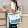 Large capacity trend contrasting color student leisure shoulder bag campus literary and simple handbag