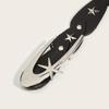 Western Adult Waist Belt with Star Rivet Decors Wear Resistant Stitching Waistband PU Belt for Rock Fan Decorative