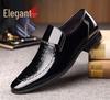 Men's Plus Size Crocodile Pattern Patent Leather Business Slip-On Shoes, Pointed Toe, Shiny Finish