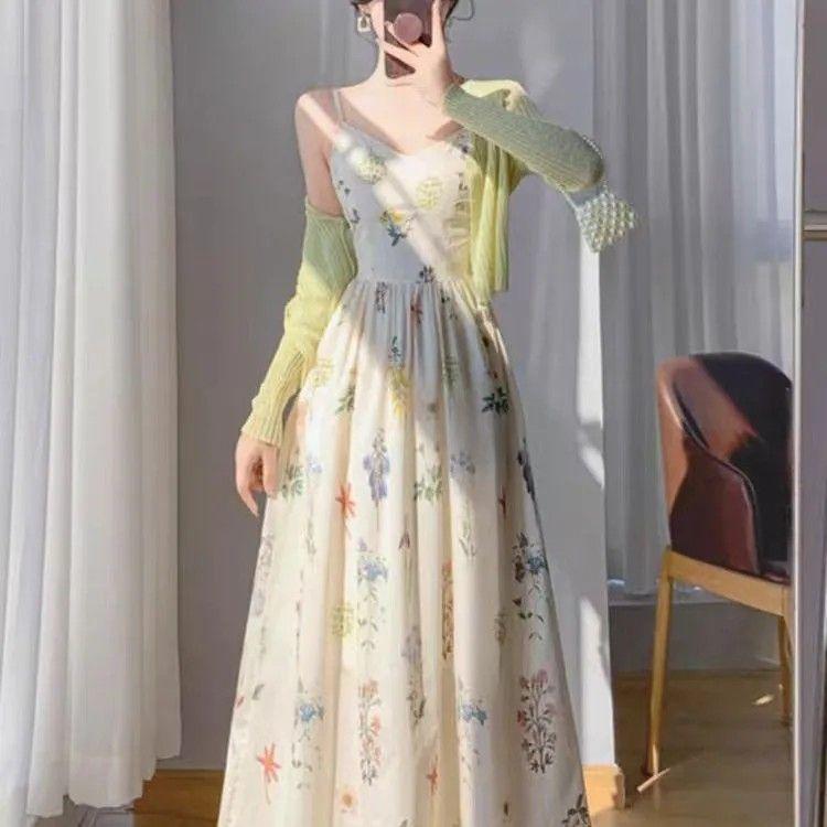

Romantic Floral Print Camisole Dress 2026: Pure Desire Slimming Long Dress, Popular Style of the Year L