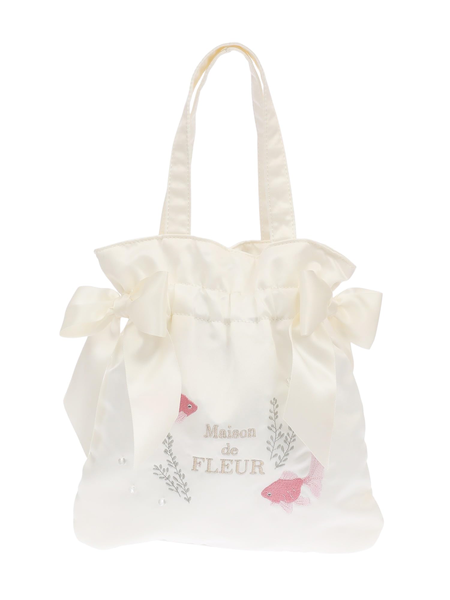 

de Apparel Goldfish Mini Double Ribbon Gathered Tote Bag White [Maison Fleur] Женская