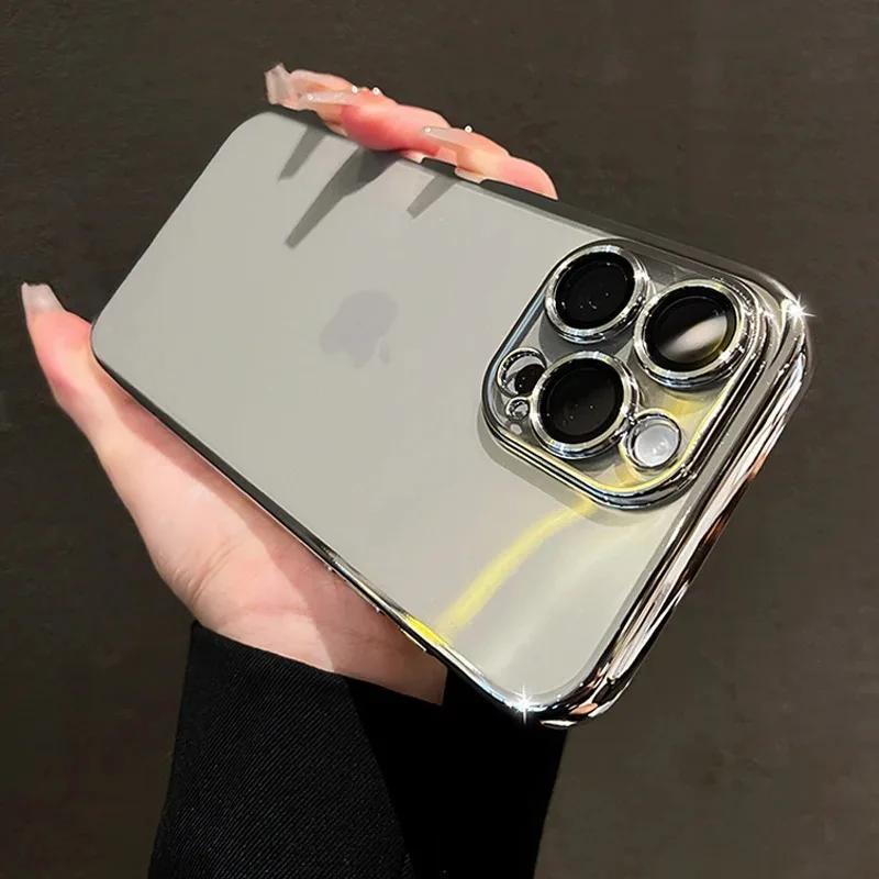 Fashion Camera Lens Protection Cases For iPhone 15 14 13 12 11 Pro Max 8Plus X XS 7 Plating Clear Soft Silicone Shockproof Cover