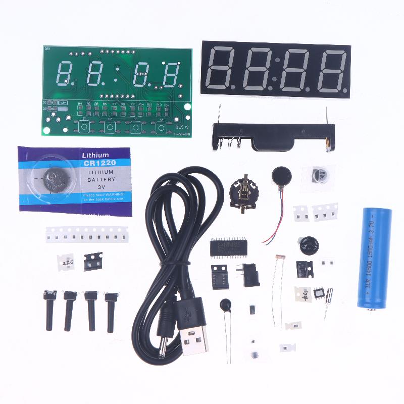1 Set Multifunctional Diy Alarm Clock Kit Dc 5V Mini Weather Clock Soldering Practice Electronic Diy Digital Clock Kits