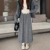 Autumn Winter Thicken A Line Skirts Casual High Waisted Long Skirt Vintage Midi Skirts