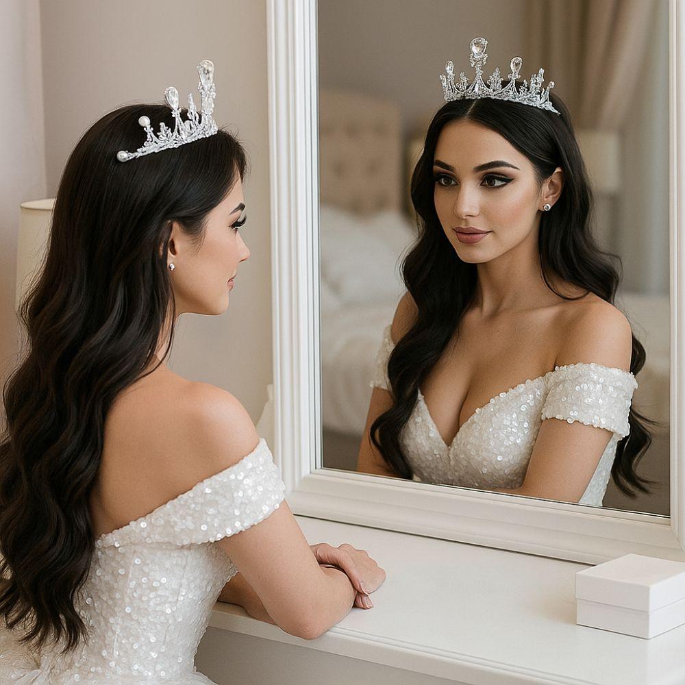 Luxury Girls Crystal Crown Elegant Rhinestone Princess Crown Hair Accessories Birdthday Crown  Gift