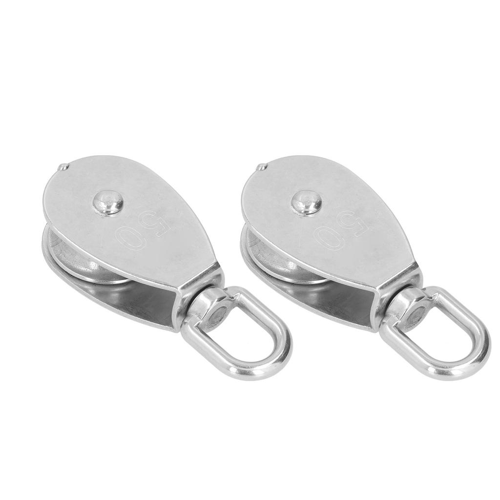 2 szt. Pojedynczy blok linowy Dźwig Stal nierdzewna Lina stalowa Hak do podnoszenia Wiszące Koło holownicze M50