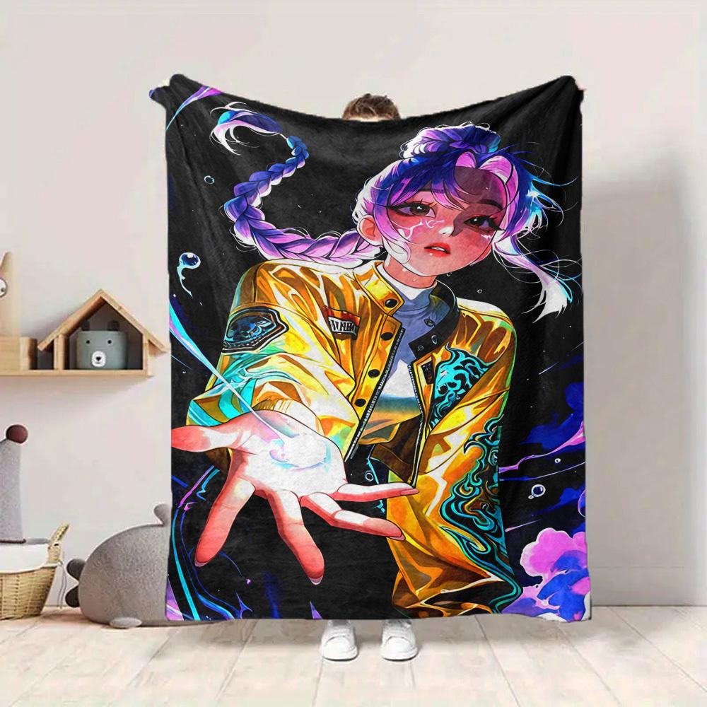 1PC Huntrix, K POP Blanket, Throw For Sofa, Bed, Travel, Camping, Livingroom,