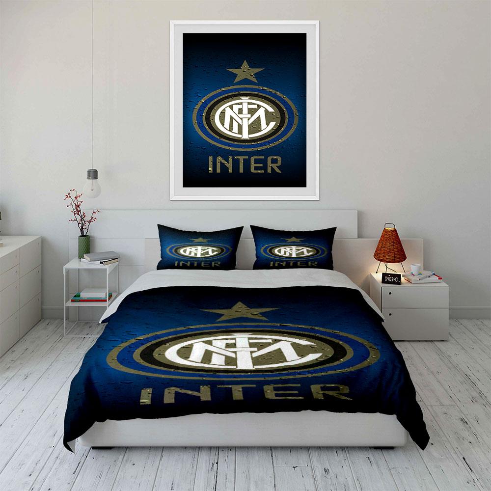 Motivo logo Inter Milan. Set lenzuola Set copripiumino Copripiumini Federe(1*Copripiumino 2*Federe senza imbottitura piumone)