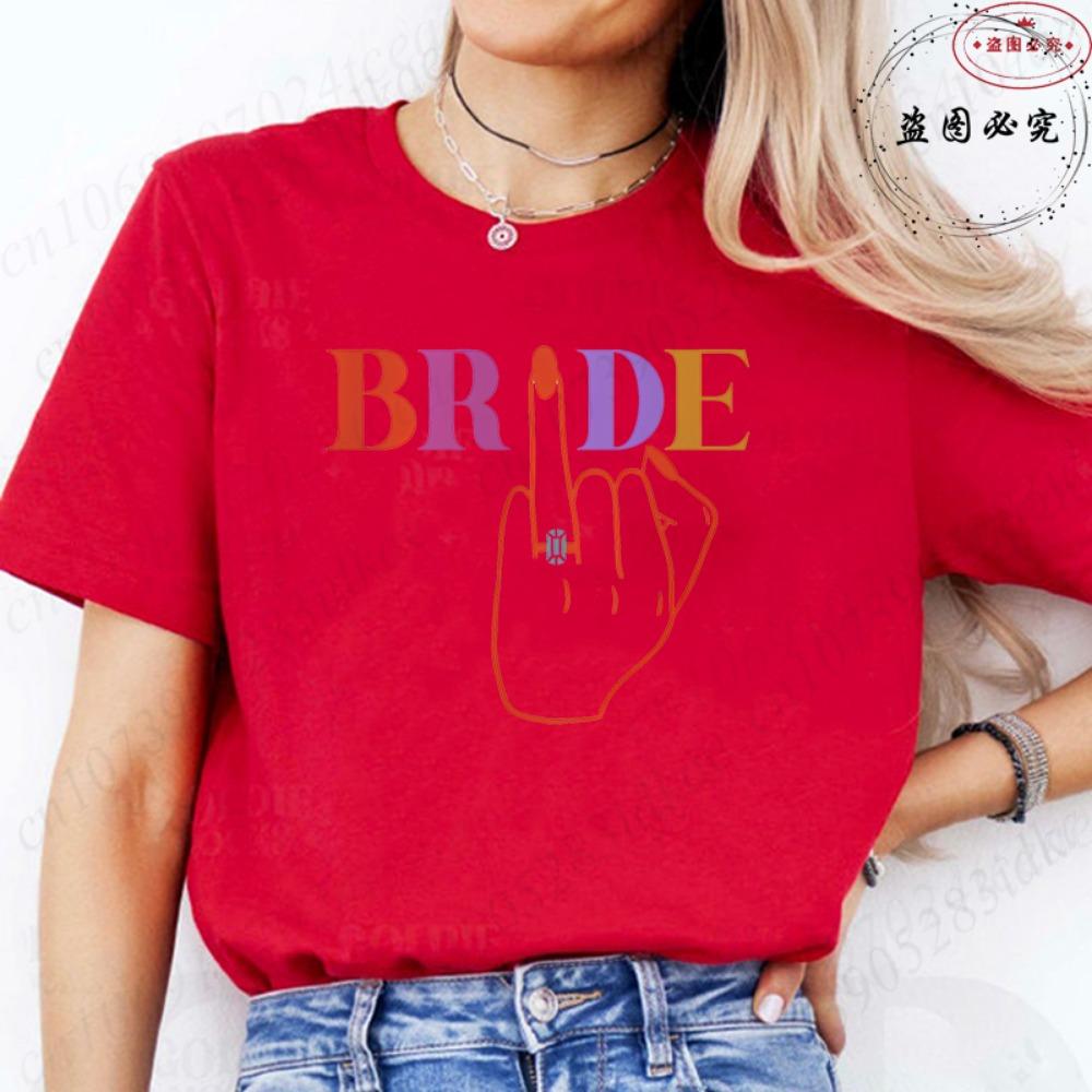 Bridal Shower Special: Fashion Finger Graphic Team Bride T-shirts, Women Clothing for Single Farewell & Bride Squad Tees D001