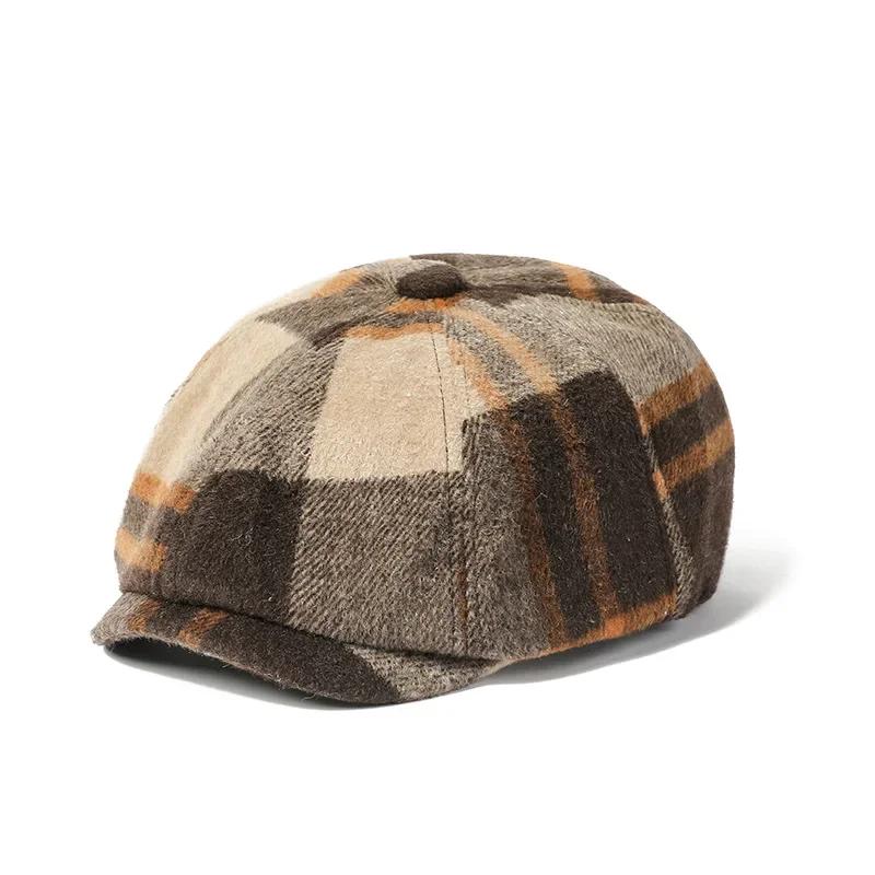 Winter Polyester Print Warm Newsboy Caps Octagonal Cap Men and Women Painter Beret Hats 143