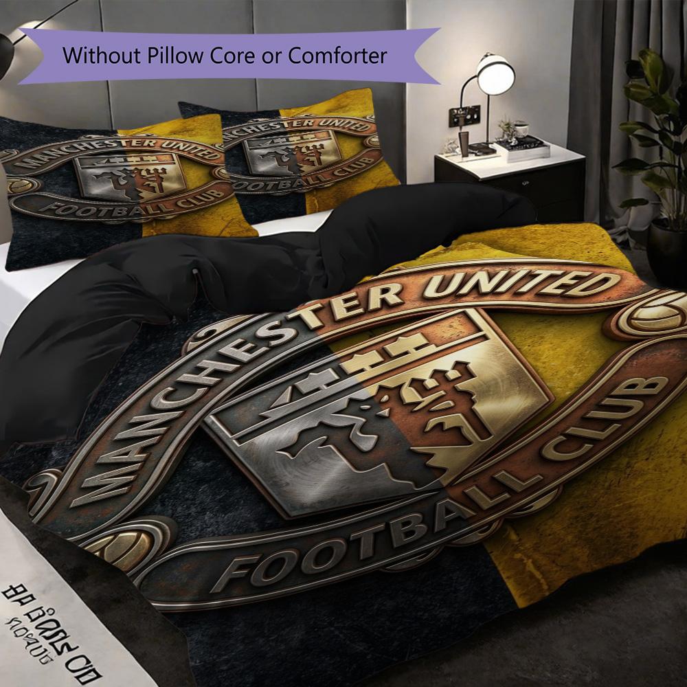 Glory Manchesters Emblematic Pride Three-piece set (1 * duvet cover + 2 * pillowcase, without core) 2D Flat Christmas birthday gift